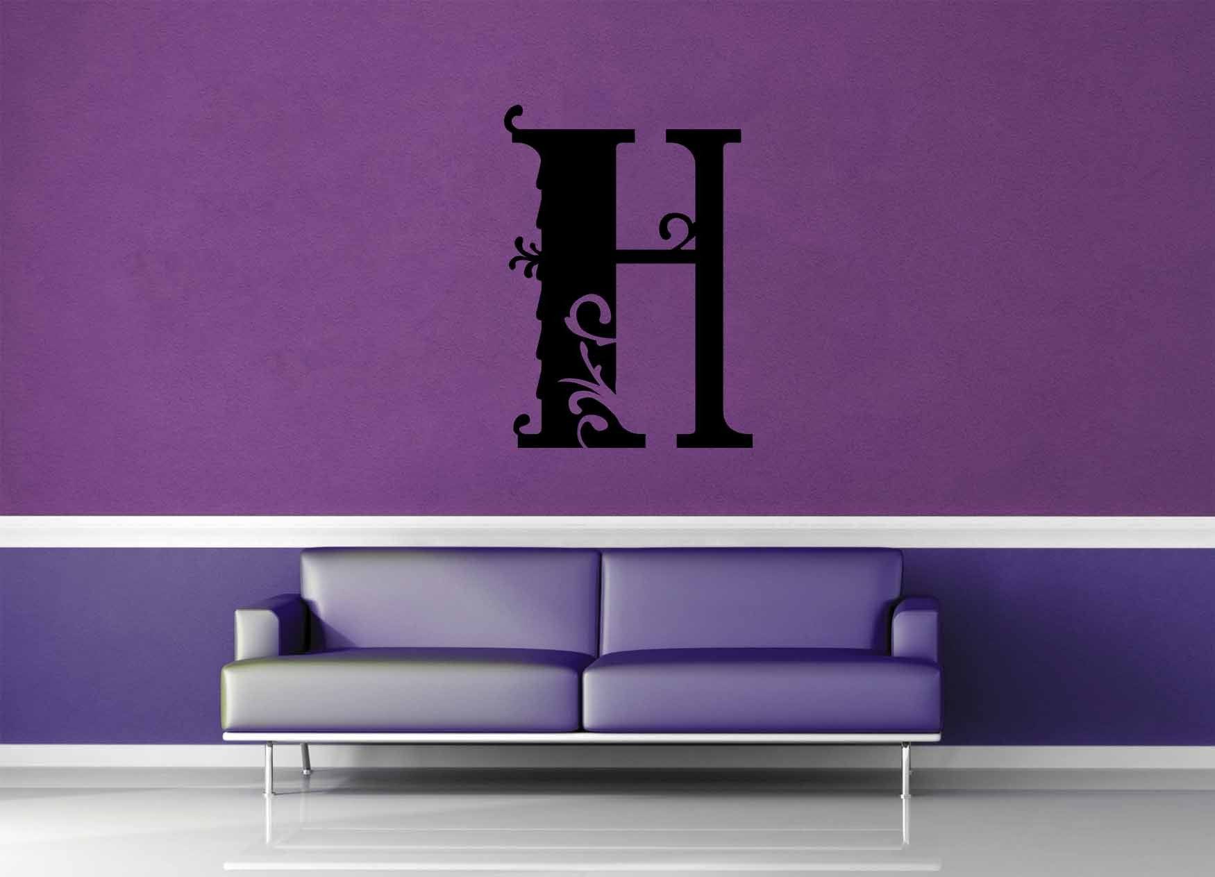 Floral Monogram - H - Wall Decal - geekerymade