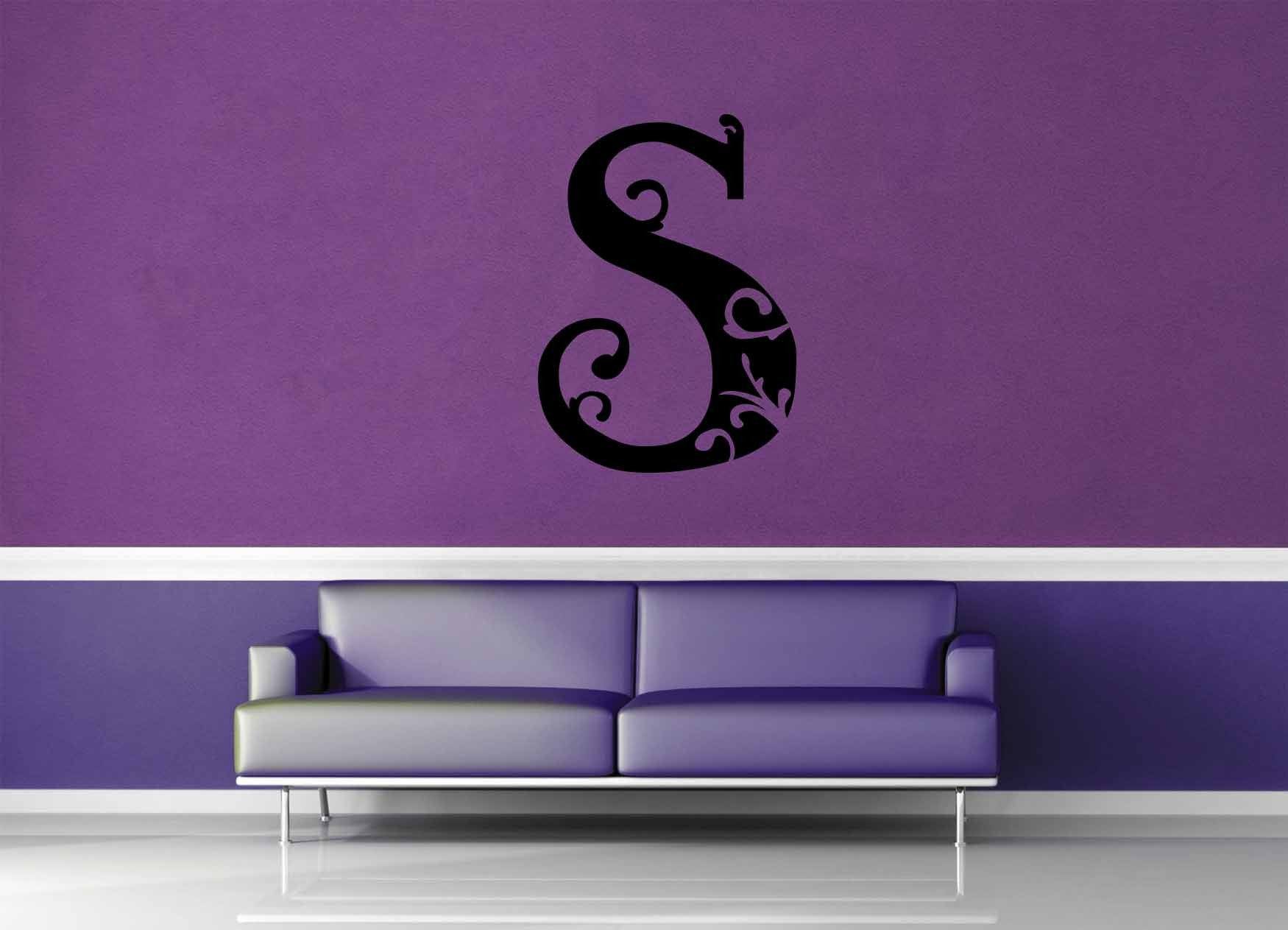 Floral Monogram - S - Wall Decal - geekerymade