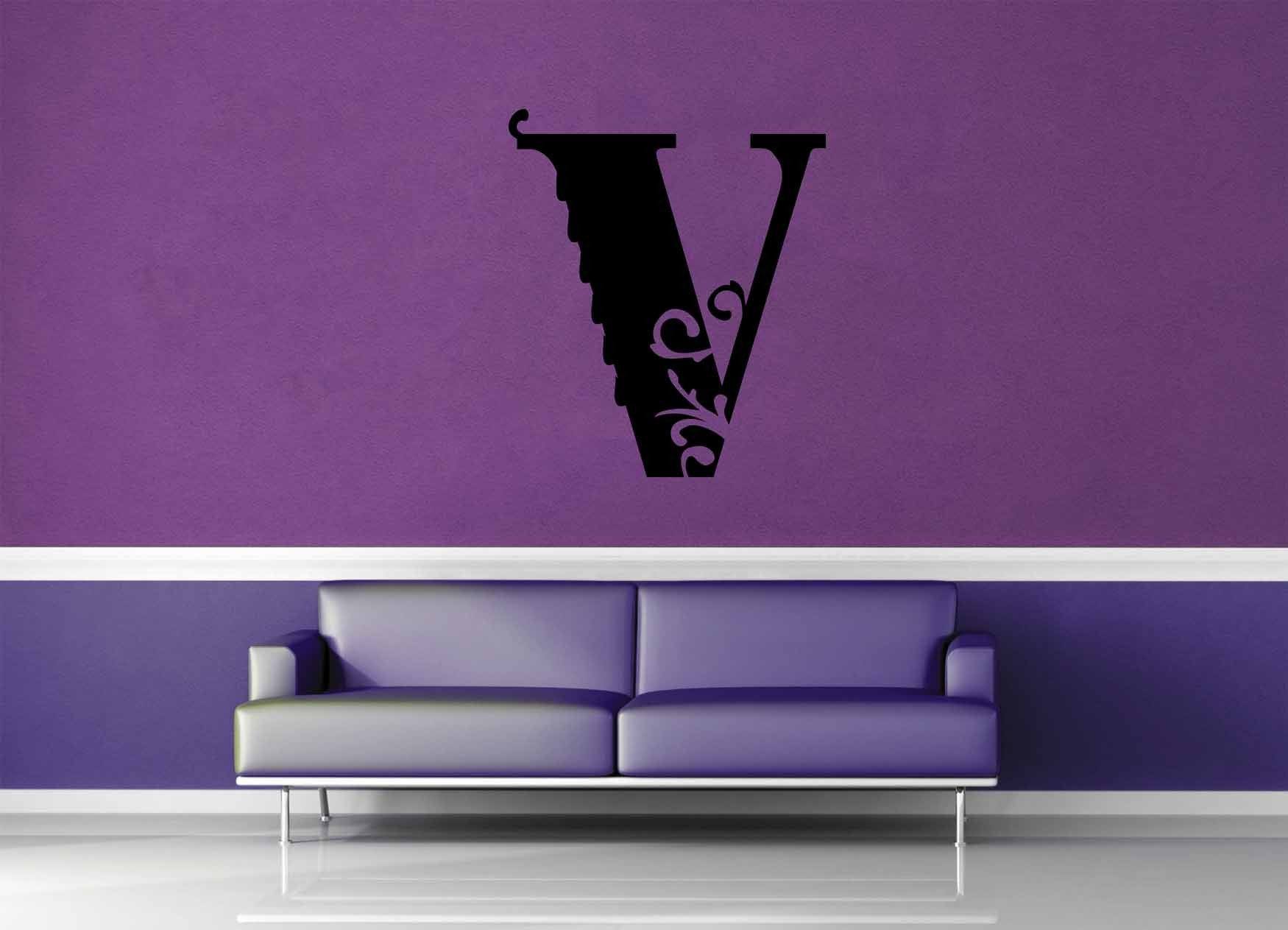 Floral Monogram - V - Wall Decal - geekerymade