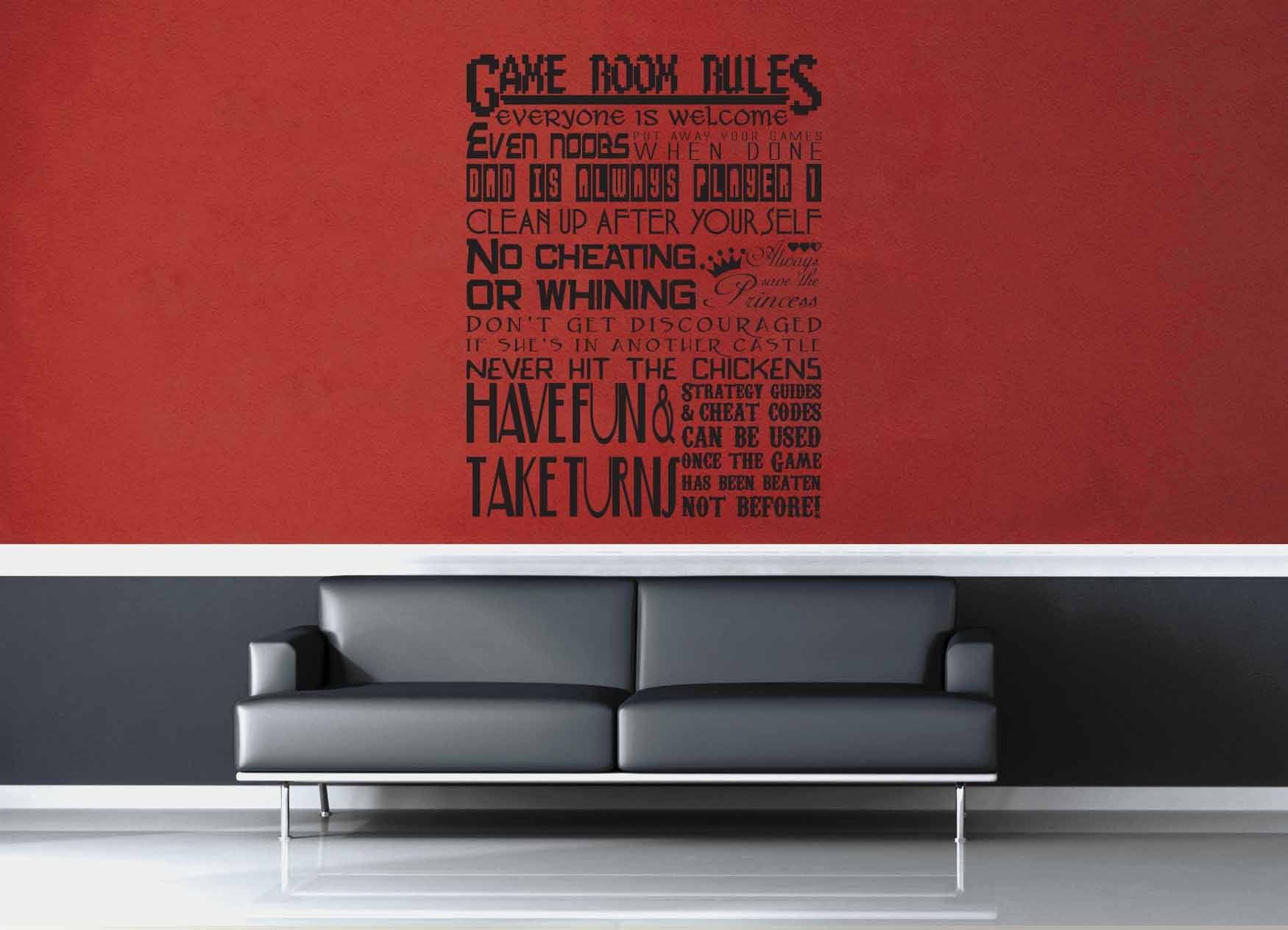 Game Room Rules - Gamer decor - Wall Decal - geekerymade
