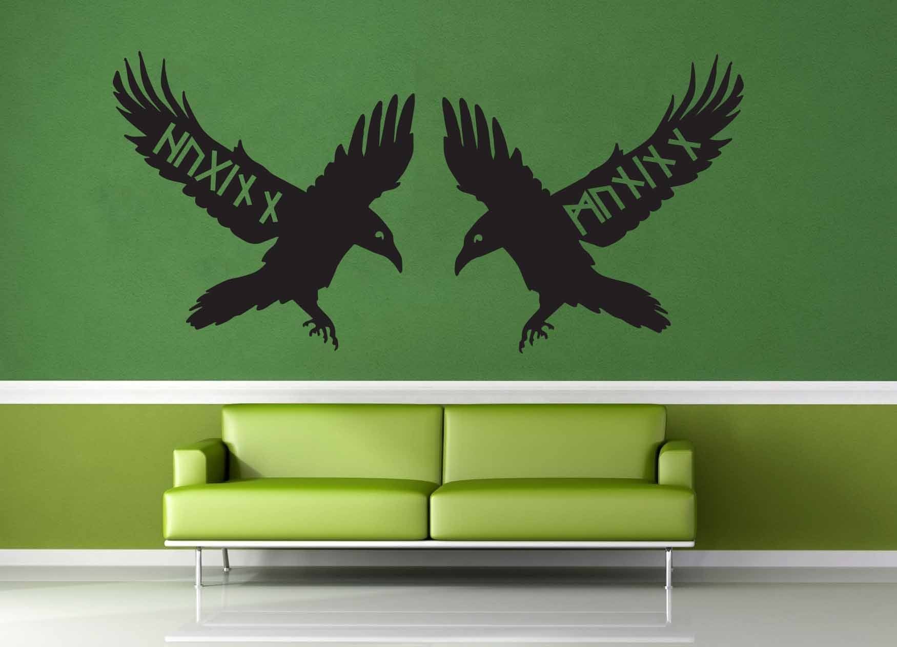 Huginn and Muninn Runes - Norse Mythology - Wall Decal - geekerymade