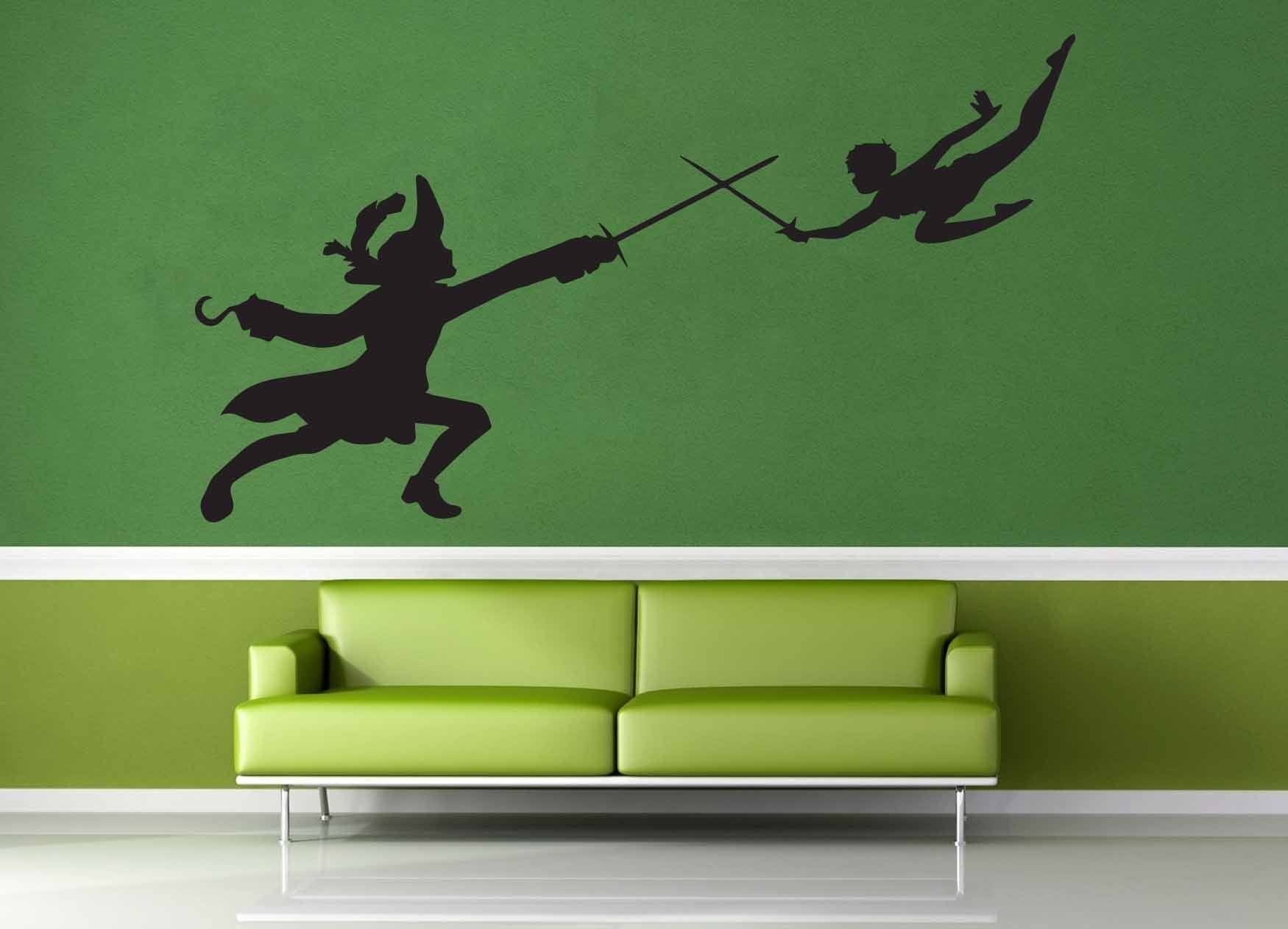 Peter Pan and Captain Hook Silhouette - Wall Decal - geekerymade